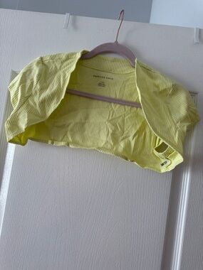 American Eagle Outfitters Ribbed Cropped Bolero - Light Neon Yellow